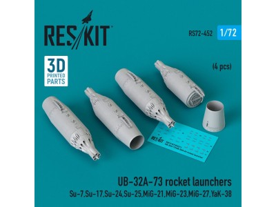 UB-32A-73 rocket launchers (4 pcs) (Su-7, Su-17, Su-24, Su-25, MiG-21, MiG-23, MiG-27, YaK-38) (3D Printed) 
