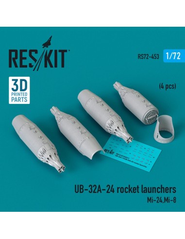 UB-32A-24 rocket launchers (4 pcs) (Mi-24, Mi-8) (3D Printed) 