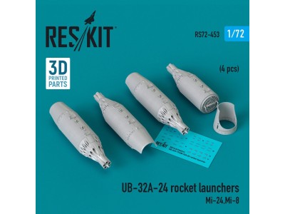 UB-32A-24 rocket launchers (4 pcs) (Mi-24, Mi-8) (3D Printed) 