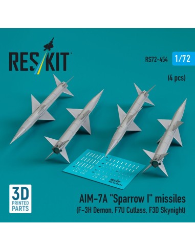 AIM-7A Sparrow I missiles (4 pcs) (F-3H Demon, F7U Cutlass, F3D Skynight) (3D Printed) 