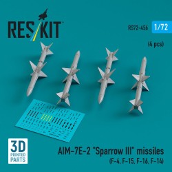 AIM-7E-2 Sparrow III missiles (4 pcs) (F-4, F-15, F-16, F-14) (3D Printed) 