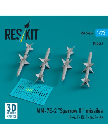 AIM-7E-2 Sparrow III missiles (4 pcs) (F-4, F-15, F-16, F-14) (3D Printed) 