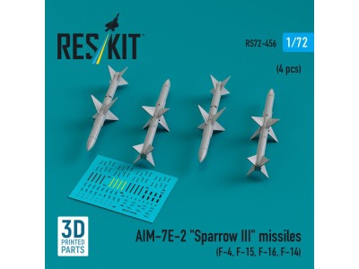 AIM-7E-2 Sparrow III missiles (4 pcs) (F-4, F-15, F-16, F-14) (3D Printed) 