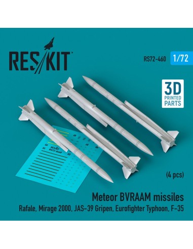 Meteor BVRAAM missiles (4 pcs) (Rafale, Mirage 2000, JAS-39 Gripen, Eurofighter Typhoon, F-35) (3D Printed) 