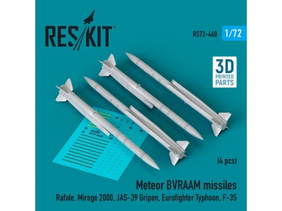 Meteor BVRAAM missiles (4 pcs) (Rafale, Mirage 2000, JAS-39 Gripen, Eurofighter Typhoon, F-35) (3D Printed) 