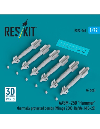 AASM-250 Hammer thermally protected bombs (6 pcs) (Mirage 2000, Rafale, MiG-29) (3D Printed) 
