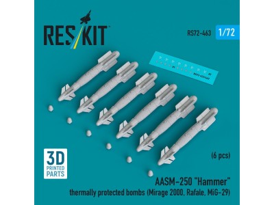 AASM-250 Hammer thermally protected bombs (6 pcs) (Mirage 2000, Rafale, MiG-29) (3D Printed) 