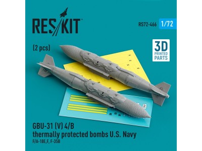 GBU-31 (V) 4/B thermally protected bombs U.S. Navy (2 pcs) (F/A-18E,F, F-35B) (3D Printed) 