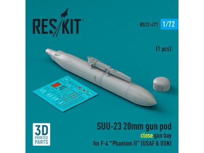 SUU-23 20mm gun pod (close gun bay) for F-4 Phantom II (USAF) (1 pcs) (3D Printed) 