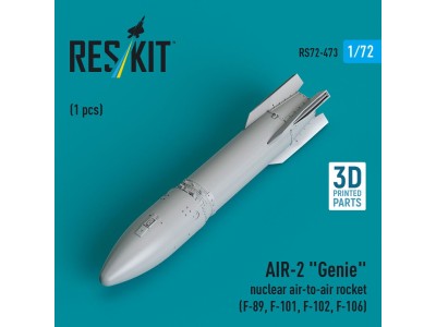 AIR-2 Genie nuclear air-to-air rocket (1 pcs) (F-89, F-101, F-102, F-106) (3D Printed) 