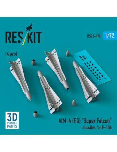 AIM-4 (F, G) Super Falcon missiles for F-106 (4 pcs) (3D Printed) 