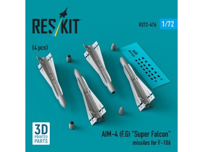 AIM-4 (F, G) Super Falcon missiles for F-106 (4 pcs) (3D Printed) 