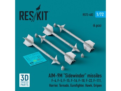 AIM-9M Sidewinder missiles (4 pcs) (F-4, F-5, F-15, F-16, F-18, F-22, F-111, Harrier, Tornado, Eurofighter, Hawk, Gripen) (3D Pr