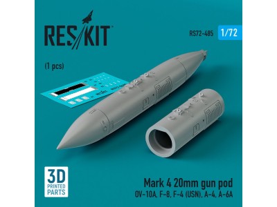 Mark 4 20mm gun pod (1 pcs) (OV-10A, F-8, F-4 (USN), A-4, A-6A) (3D Printed) 