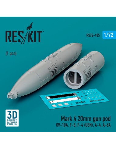 Mark 4 20mm gun pod (1 pcs) (OV-10A, F-8, F-4 (USN), A-4, A-6A) (3D Printed) 