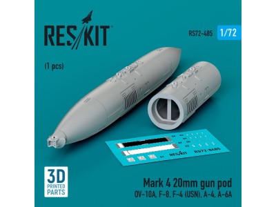 Mark 4 20mm gun pod (1 pcs) (OV-10A, F-8, F-4 (USN), A-4, A-6A) (3D Printed) 