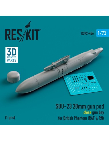 SUU-23 20mm gun pod (close gun bay) for British Phantom (RAF & RN) (1 pcs) (3D Printed) 