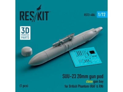 SUU-23 20mm gun pod (close gun bay) for British Phantom (RAF & RN) (1 pcs) (3D Printed) 