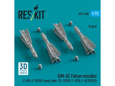 AIM-4C Falcon missiles (F-89J, F-101B/F (early, late), CF-101B/F, F-102A, F-4C/D/E/EJ) (4 pcs) (3d Printed) 