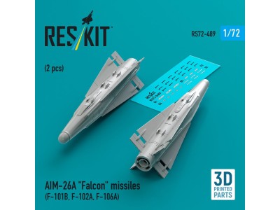 AIM-26A Falcon missiles (2 pcs) (F-101B, F-102A, F-106A) (3D Printed) 