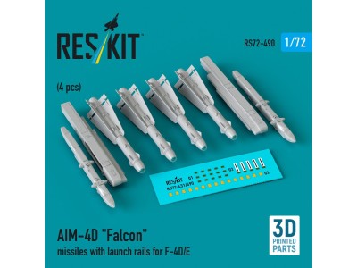 AIM-4D Falcon missiles with launch rails for F-4D/E (4 pcs) (3D Printed) 