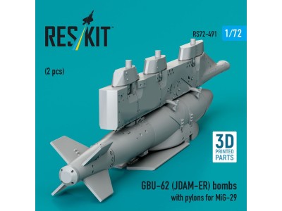 GBU-62 (JDAM-ER) bombs with pylons for MiG-29 Fulcrum (2 pcs) (3D Printed) 