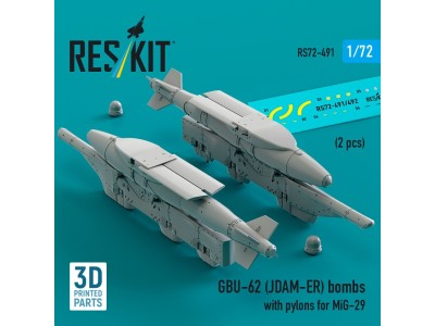 GBU-62 (JDAM-ER) bombs with pylons for MiG-29 Fulcrum (2 pcs) (3D Printed) 