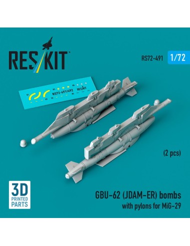 GBU-62 (JDAM-ER) bombs with pylons for MiG-29 Fulcrum (2 pcs) (3D Printed) 