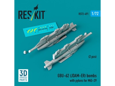 GBU-62 (JDAM-ER) bombs with pylons for MiG-29 Fulcrum (2 pcs) (3D Printed) 