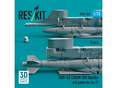 GBU-62 (JDAM-ER) bombs with pylons for Su-27 Flanker (2 pcs) (3D Printed) 