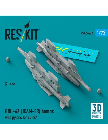 GBU-62 (JDAM-ER) bombs with pylons for Su-27 Flanker (2 pcs) (3D Printed) 