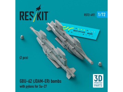 GBU-62 (JDAM-ER) bombs with pylons for Su-27 Flanker (2 pcs) (3D Printed) 