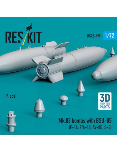 Mk.83 bombs with BSU-85 (4 pcs) (F-14, F/A-18, AV-8B, S-3) (3D printed) 