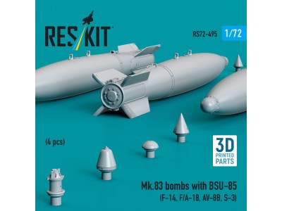 Mk.83 bombs with BSU-85 (4 pcs) (F-14, F/A-18, AV-8B, S-3) (3D printed) 