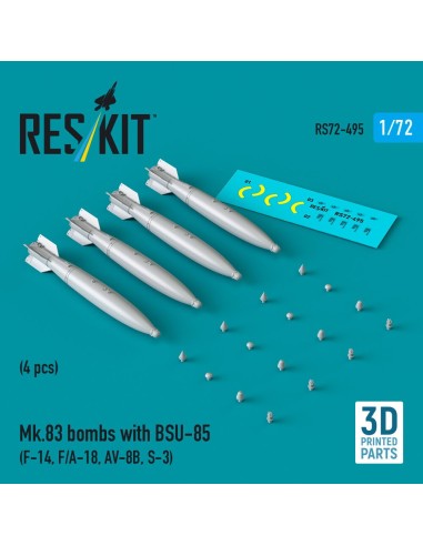 Mk.83 bombs with BSU-85 (4 pcs) (F-14, F/A-18, AV-8B, S-3) (3D printed) 