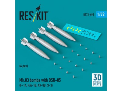 Mk.83 bombs with BSU-85 (4 pcs) (F-14, F/A-18, AV-8B, S-3) (3D printed) 
