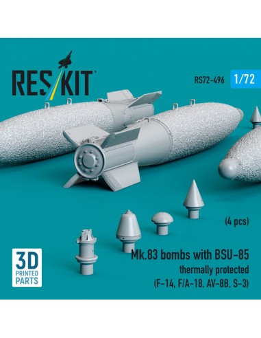Mk.83 bombs with BSU-85 thermally protected (4 pcs) (F-14, F/A-18, AV-8B, S-3) (3D printed) 