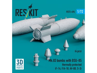 Mk.83 bombs with BSU-85 thermally protected (4 pcs) (F-14, F/A-18, AV-8B, S-3) (3D printed) 