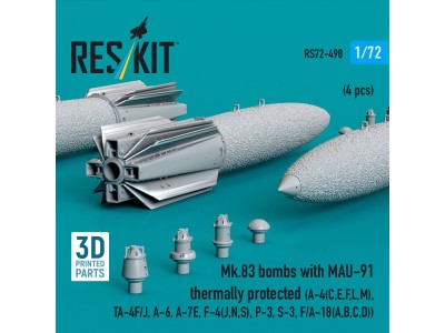 Mk.83 bombs with MAU-91 thermally protected (4 pcs) (A-4E, A-4F, B-52G/H) (3D printed) 