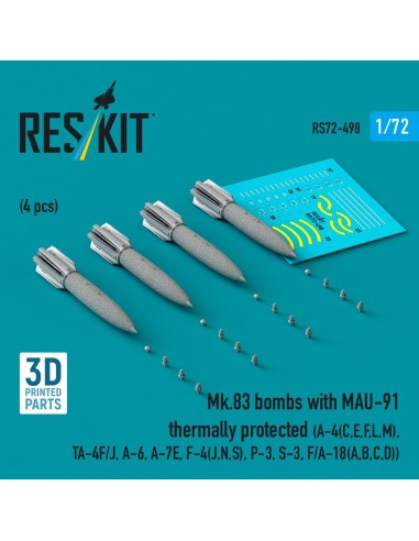 Mk.83 bombs with MAU-91 thermally protected (4 pcs) (A-4E, A-4F, B-52G/H) (3D printed) 