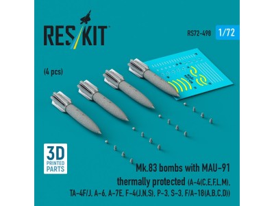 Mk.83 bombs with MAU-91 thermally protected (4 pcs) (A-4E, A-4F, B-52G/H) (3D printed) 