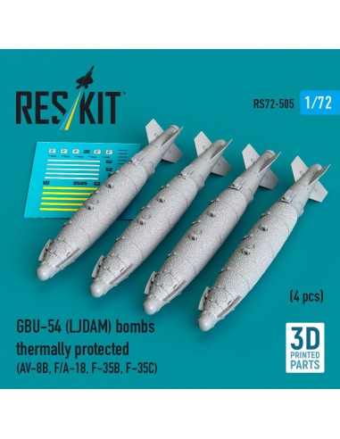 GBU-54 (LJDAM) bombs thermally protected (4 pcs) (AV-8B, F/A-18A-F, F-35B, F-35C) (3D Printed) 