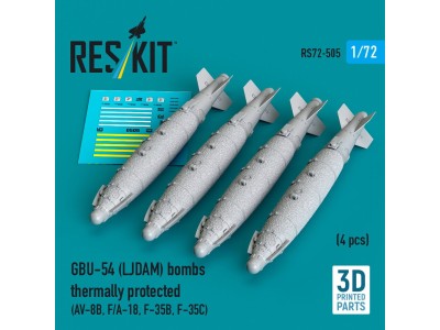 GBU-54 (LJDAM) bombs thermally protected (4 pcs) (AV-8B, F/A-18A-F, F-35B, F-35C) (3D Printed) 
