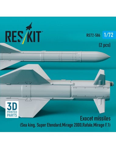 Exocet missiles (2 pcs) (Sea King, Super Etendard, Mirage 2000, Rafale, Mirage F.1) (3D Printed) 