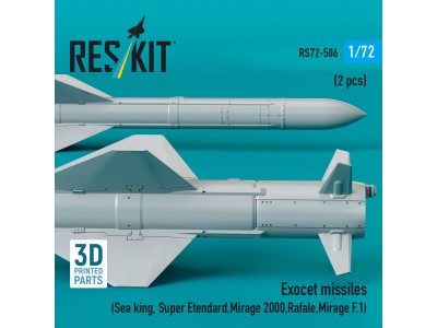 Exocet missiles (2 pcs) (Sea King, Super Etendard, Mirage 2000, Rafale, Mirage F.1) (3D Printed) 