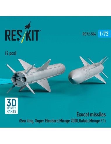 Exocet missiles (2 pcs) (Sea King, Super Etendard, Mirage 2000, Rafale, Mirage F.1) (3D Printed) 
