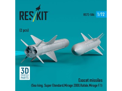 Exocet missiles (2 pcs) (Sea King, Super Etendard, Mirage 2000, Rafale, Mirage F.1) (3D Printed) 