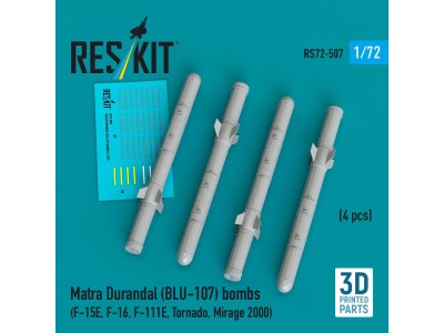 Matra Durandal (BLU-107) bombs (4 pcs) (F-15E, F-16, F-111E, Tornado, Mirage 2000) (3D Printed) 