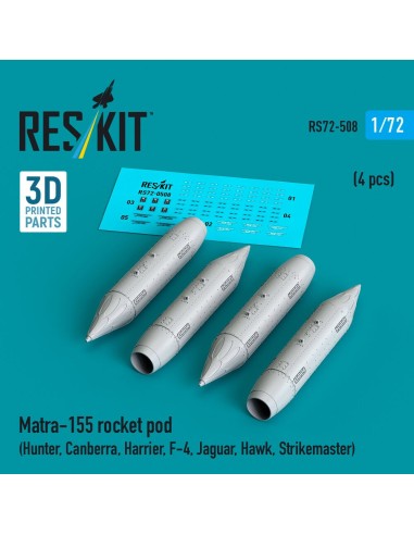 Matra-155 rocket pod (4 pcs) (Hunter, Canberra, Harrier, F-4, Jaguar, Hawk, Strikemaster) (3D Printed) 