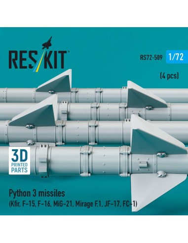 Python 3 missiles (4 pcs) (Kfir, F-15, F-16, MiG-21, Mirage F.1, JF-17, FC-1) (3D Printed) 